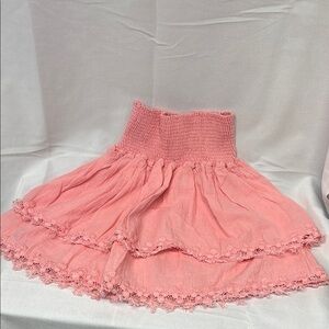 Peixoto by anthro Pink Lace Trimmed stretchy cotton Skirt size xs